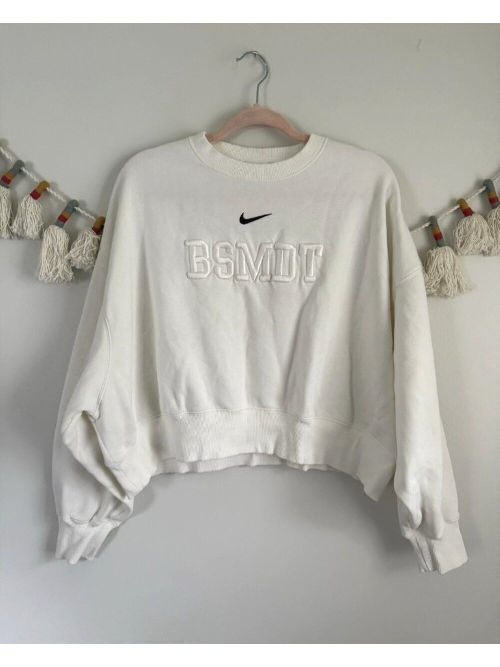 Nike Phoenix Fleece Oversized Crop Sweater BSMDT Logo Sporty Graphic Slouchy S